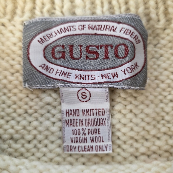 GUSTO Hand Knit Wool Sweater | Vintage Scenic Graphic | Made in Uruguay | Size S - Picture 8 of 9